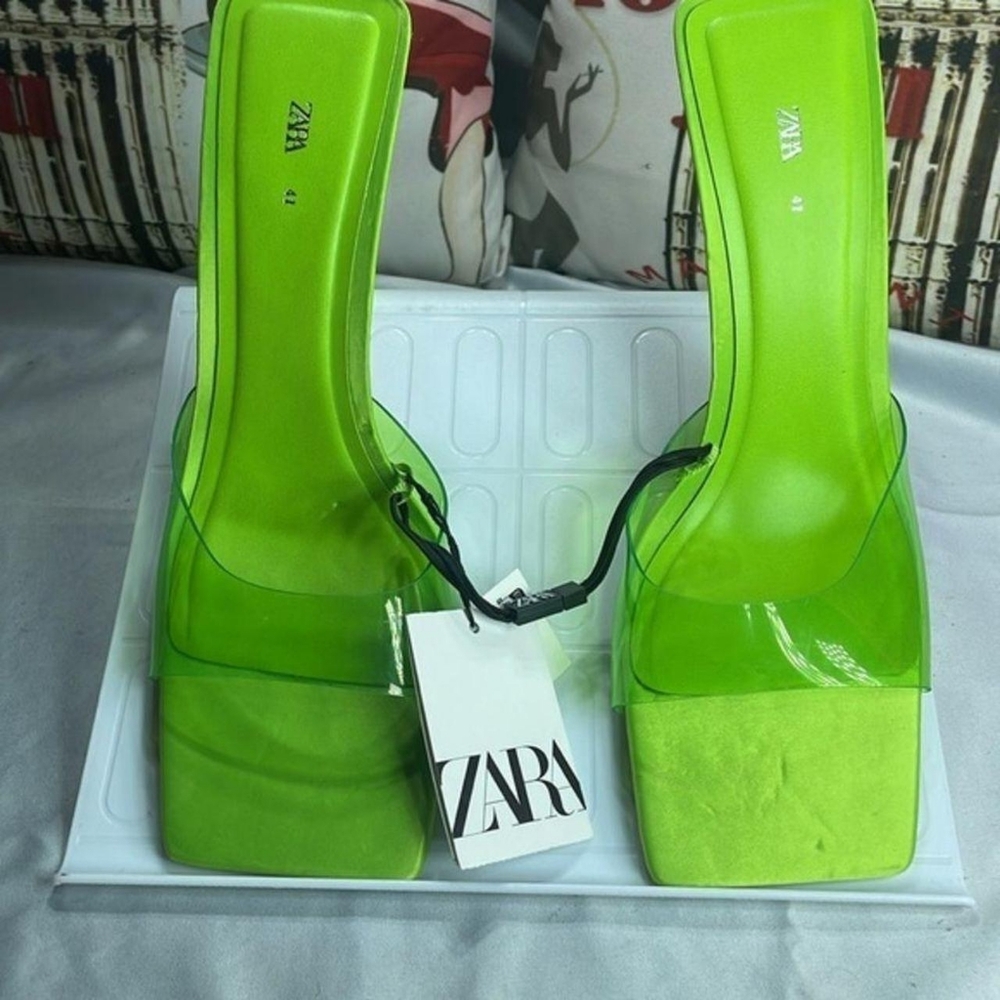 Zara Green Heeled Sandals